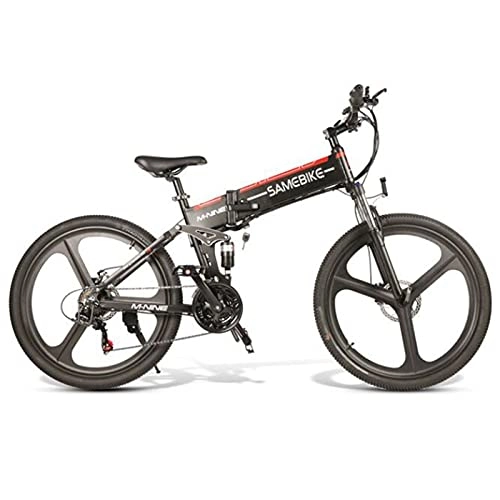 Vélo de montagne électrique pliant : ZWHDS 26 Pouces Pliable e-Bike-4 8V 10AH Vélo de Montagne Vélo électrique 350W Moteur Vélo électrique Bicicletta Eletrica 35km / h (Color : Black)