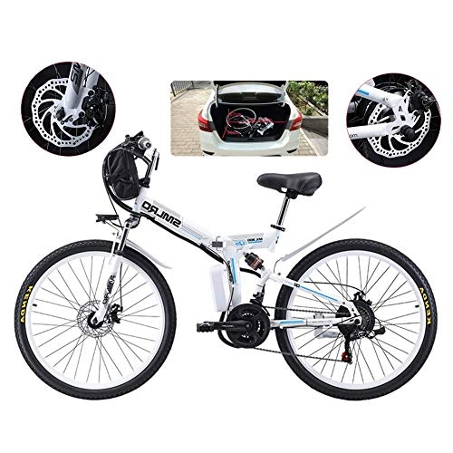 Vélo de montagne électrique pliant : ZYC-WF Vélo de montagne électrique pliant E-Bike, vélos de neige 500W, affichage LCD à 21 vitesses à 3 modes pour adulte à suspension complète, roues de 26 pouces, vélo électrique pour les déplacemen