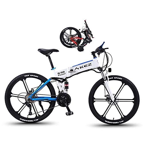 Vélo de montagne électrique pliant : ZYC-WF Vélo électrique pliant pour adultes hommes femmes avec pneu 26 pouces 27 vitesses écran LCD vélo de montagne pour les déplacements en ville 350W en aluminium VTT vélos de route, rouge, Bleu