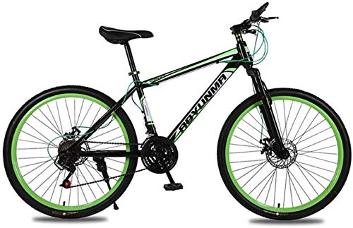 Vélo de montagnes : Adult-bcycles BMX 26 pouces VTT avec suspension d'absorption de choc fourche, VTT avec 21 vitesses, cadre en acier au carbone Bikes Double disque Systme de freinage Boy-Girl ( Color : Black / Green )