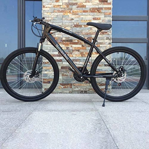 Vélo de montagnes : AISHFP Mens Mountain Bike, Double Disc Brake Adultes Mountain Bikes, Juvénile Student City Road Bike Racing, 26 Pouces Roues vélo, Noir, 24 Speed