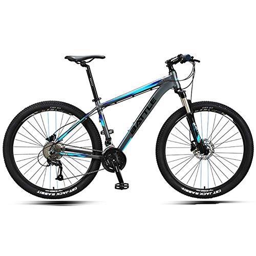 Vélo de montagnes : BCX Vélos de montagne de 27, 5 pouces, vélos de montagne semi-rigides pour hommes adultes, vélo de montagne à cadre en aluminium à double frein à disque, siège réglable, bleu, 27 vitesses