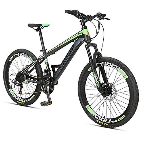 Vélo de montagnes : BCX Vélos de montagne pour enfants, vélo de montagne à 24 freins à disque double, cadre en acier à haute teneur en carbone, vélo de montagne semi-rigide pour garçons, rouge, 24 pouces, vert, 24 pouces