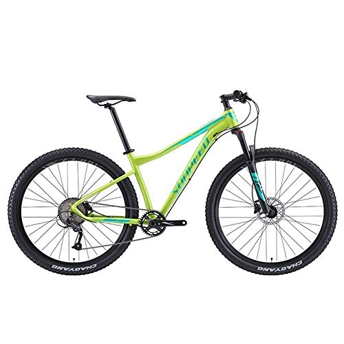 Vélo de montagnes : BCX Vélos de montagne à 9 vitesses, cadre en aluminium pour hommes avec suspension avant, vélo de montagne semi-rigide unisexe, vélo de montagne tout terrain, bleu, 27, 5 pouces, vert, 27, 5 pouces