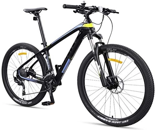 Vélo de montagnes : CHHD VTT, 27.5 inch Adult VTT, Ultra-Light Carbon Fiber Frame Mountain Trail Bike, Dual Disc Brake Men Women Mountain Bike, Yellow, 27 Speed