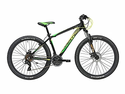 Vélo de montagnes : Cicli Adriatica Mountain Bike RCK 27, 5" Cadre en aluminium, fourche amortie et échange 21 V (noir-jaune, vert, cadre 43 cm)