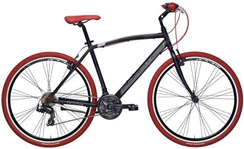 Vélo de montagnes : Cicli Adriatica Vélo hybride Boxter RT pour homme avec châssis en aluminium, roues de 28",  dérailleur Shimano à 21 vitesses, Homme, noir opaque, 45