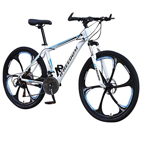 Vélo de montagnes : Crazboy Vélo de montagne pour étudiant, roues de 26 pouces, VTT de trail en acier à haute teneur en carbone, vélos pliables, 21 vitesses, VTT à suspension complète, dérailleurs, freins à disque (bleu)