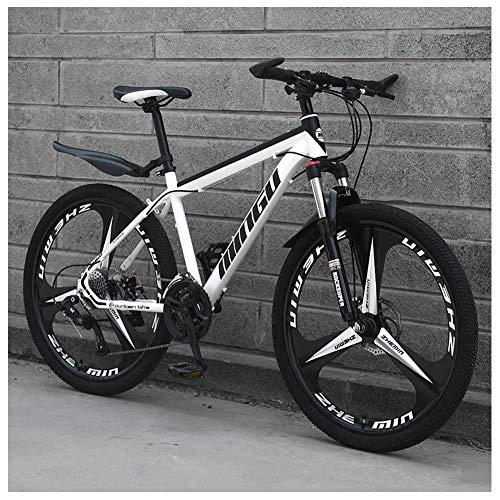 Vélo de montagnes : CWZY VTT de 61 cm pour homme et femme, en acier carbone, 30 vitesses, tout terrain, VTT avec double frein à disque, 30 vitesses, blanc à 3 rayons