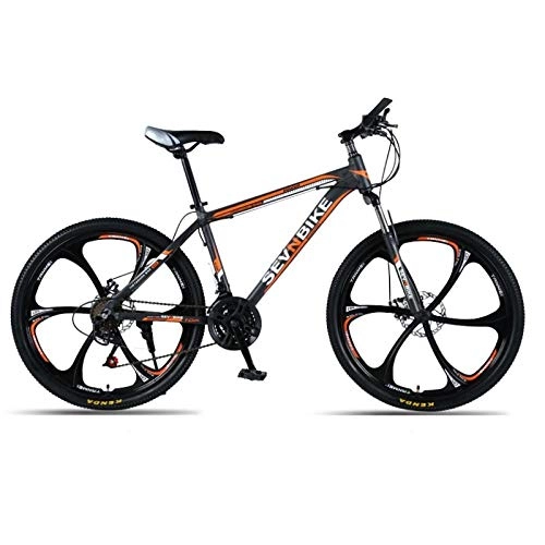 Vélo de montagnes : DGAGD Cadre en Alliage d'aluminium de 24 Pouces VTT vélo de Route à Six Roues à Vitesse Variable-Orange Noir_30 Vitesses