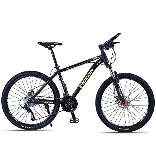 Vélo de montagnes : DJYD Adulte Mountain Bikes, 26 Pouces Cadre en Acier Haute teneur en Carbone Hardtail VTT, Suspension Avant Hommes vélos Tout-Terrain VTT, Or, 24x FDWFN (Color : Gold, Size : 27 Speed)