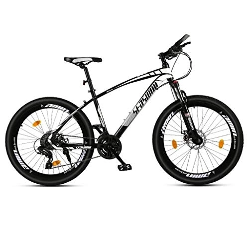 Vélo de montagnes : Dsrgwe VTT, 26” Mountain Bike, Cadre en Acier au Carbone Mountain Bicycles, Double Disque de Frein et de la Fourche Avant, 26 Pouces Roues (Color : Black+White, Size : 21 Speed)