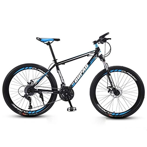 Vélo de montagnes : Dsrgwe VTT, Mountain Bike, Cadre en Acier au Carbone Hardtail Mountain Bicycles, Double Disque de Frein et la Fourche Avant, 26 Pouces Jante (Color : Black+Blue, Size : 24-Speed)