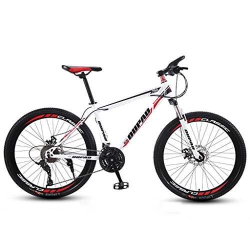 Vélo de montagnes : Dsrgwe VTT, Mountain Bike, Cadre en Acier au Carbone Hardtail Mountain Bicycles, Double Disque de Frein et la Fourche Avant, 26 Pouces Jante (Color : Red+White, Size : 24-Speed)