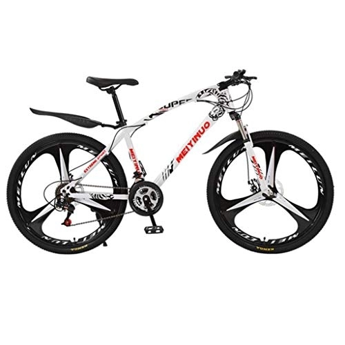 Vélo de montagnes : Dsrgwe VTT, VTT, 26inch Roues Vélos Cadre en Acier au Carbone, Double Frein à Disque et Anti-Choc Avant Fourche (Color : White, Size : 27-Speed)