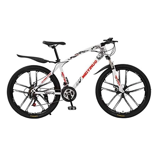 Vélo de montagnes : Dsrgwe VTT, VTT, Hardtail Vélo de Montagne, Double Frein à Disque et Suspension Avant, 26 Pouces Roues (Color : White, Size : 27-Speed)