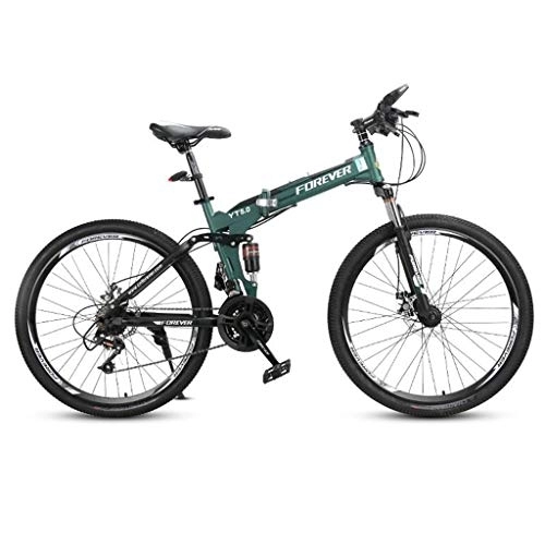 Vélo de montagnes : Dsrgwe VTT, VTT, Vélos Cadre en Acier au Carbone, Suspension Double et Double Frein à Disque, 26 Pouces Roues Spoke, 24 Vitesse (Color : A)