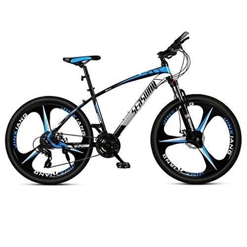 Vélo de montagnes : Dsrgwe VTT, VTT, Vélos de Montagne Semi-Rigide, Double Frein à Disque et Suspension Avant, Cadre en Acier au Carbone, 26inch Mag Wheel (Color : Black+Blue, Size : 24 Speed)