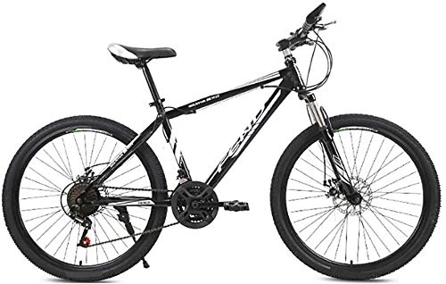 Vélo de montagnes : DX Vélo de route VTT double frein à disque pour homme et femme 21 vitesses 66 cm, Noir