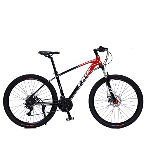 Vélo de montagnes : EASSEN Cadre en alliage d'aluminium de 26 / 27, 5 / 73 cm pour VTT, vélo tout-terrain à vitesse variable, avec deux freins à disque mécaniques pour homme, femme, adulte, adolescent - Noir et rouge - 26