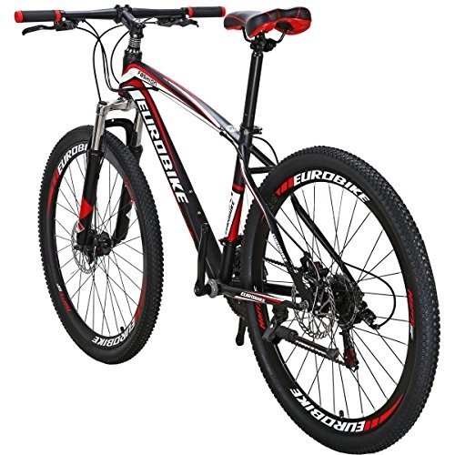 Vélo de montagnes : Eurobike Vélo de montagne, X1, 27, 5" 21 vitesses, VTT frein à disque (rouge)