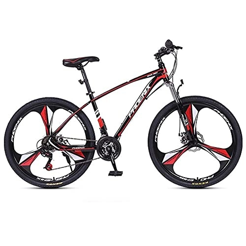 Vélo de montagnes : FBDGNG VTT 27, 5" 24 / 27 vitesses Cadre en acier carbone avec freins à disque avant et arrière (Taille : 24 vitesses, couleur : rouge)