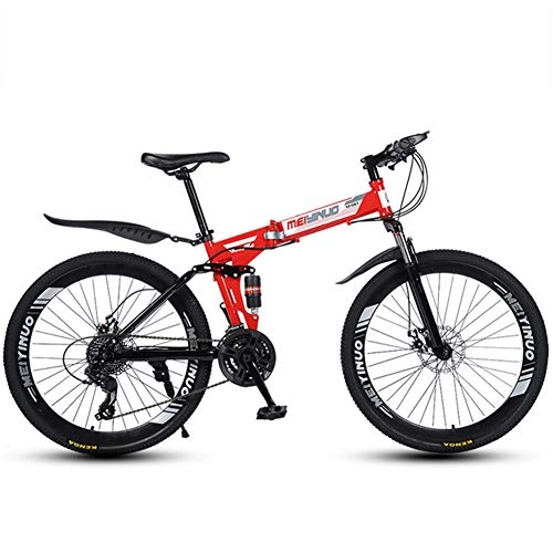 Vélo de montagnes : FXMJ 26 Pouces VTT Double Frein à Disque 27 Vitesses VTT Tout Suspendu, légers et durables pour Hommes Femmes vélo, Rouge