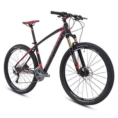 Vélo de montagnes : GONGFF Vélos de Montagne, 27, 5 Pouces Big Tire Hardtail Mountain Bike, Aluminium 27 Speed ​​Mountain Bike, Men's Womens Bicycle Adjustable Seat, Black