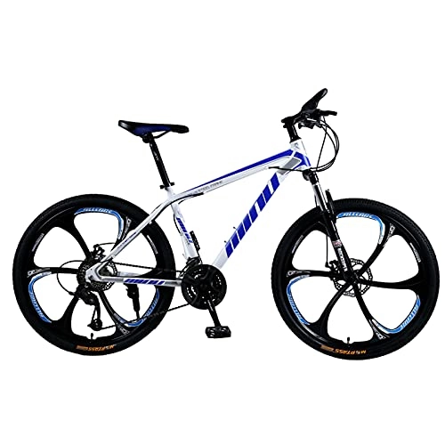 Vélo de montagnes : GREAT Vélo VTT, VTT X1 21 / 24 / 27 Vitesse Dual Disc Frein 6 Roues De 26 Pouces Vélo De Montagne en Suspension Complète, Acier à Haute Teneur en Carbone(Size:21 Speed, Color:Blue)