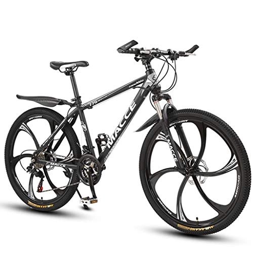 Vélo de montagnes : GXQZCL-1 VTT, vlo Tout Terrain, 26 Mountain Bike, Cadre en Acier au Carbone Mountain Bicycles, Double Disque de Frein et Verrouillage de la Fourche Avant MTB Bike (Color : Black, Size : 21-Speed)