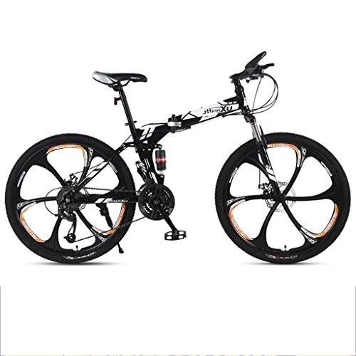 Vélo de montagnes : GXQZCL-1 VTT, vlo Tout Terrain, VTT, Vlos de Montagne Pliant, Double Suspension et Double Disque de Frein, 26inch Roues en Alliage MTB Bike (Color : White, Size : 24-Speed)