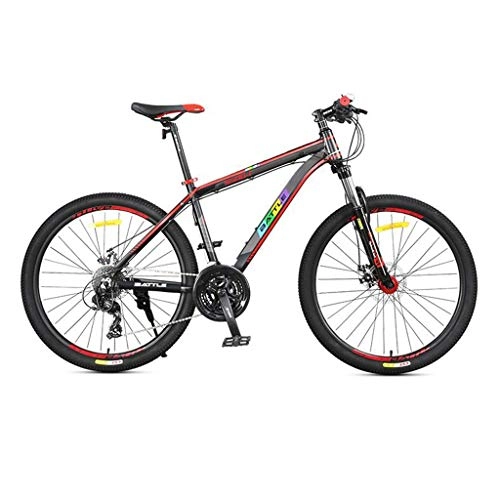 Vélo de montagnes : GXQZCL-1 VTT, vélo Tout Terrain, 26” Mountain Bike, Cadre en Aluminium Semi-Rigide Vélos, Double Disque de Frein et de Suspension Avant Verrouillage, 27 Vitesses MTB Bike (Color : Black)