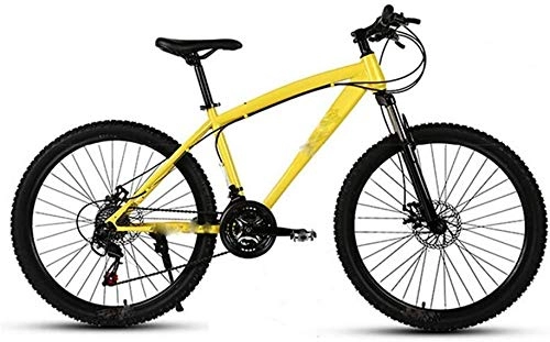 Vélo de montagnes : HFFFHA VTT 24 Pouces VTT for Adulte, en Aluminium léger Suspension Avant Cadre, Fourche à Suspension, Disque (Color : Yellow, Size : 21 Speed)