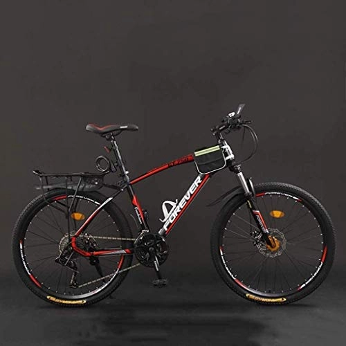 Vélo de montagnes : HongLianRiven Vlo BMX, 24 Pouces VTT 21 / 24 / 27 / 30 Vitesse, Hard Tail Vlo de Montagne, lger vlo avec sige rglable, Double Disque de Frein 7-14 (Color : Black Red, Size : 24 Speed)