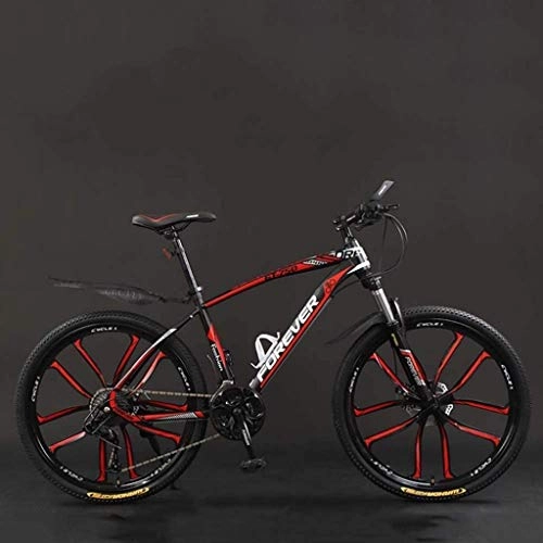 Vélo de montagnes : HongLianRiven Vlo BMX, 26 Pouces 21 / 24 / 27 / 30 Vitesse Mountain Bikes, Hard Tail Vlo de Montagne, vlo lger avec sige rglable, Double Disque de Frein 7-14 (Color : Black Red, Size : 30 Speed)