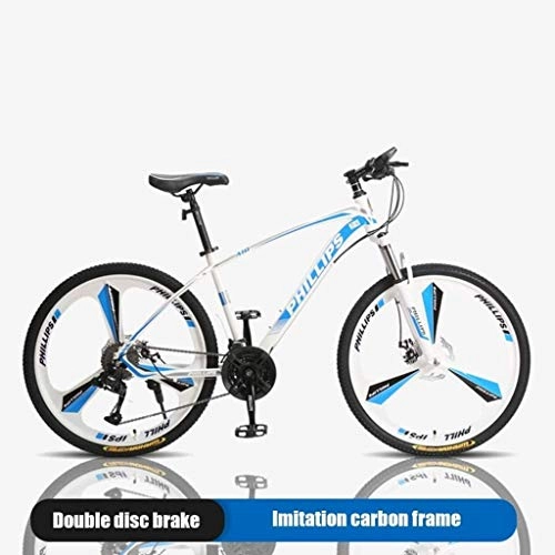 Vélo de montagnes : HongLianRiven Vlo BMX, 26 Pouces VTT Hors Route Vitesse Variable Lumire Voiture de Sport 24 Vitesse de Course Jeunesse tudiante Adulte Cyclisme 7-20 (Color : Blue)