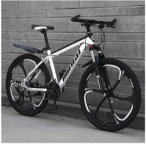 Vélo de montagnes : HU 26 Pouces VTT for Hommes, Haute teneur en Carbone en Acier Hardtail VTT, Vélo de Montagne avec Suspension Avant Siège réglable (Color : 27 Speed, Size : White 6 Spoke)