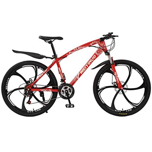 Vélo de montagnes : JLQWE Vélo VTT Adulte Montagne Vélos 26 « » Cadre Léger en Acier Au Carbone 21 / 24 / 27 Vitesse Frein À Disque Pleine Suspension (Color : Red, Size : 21speed)