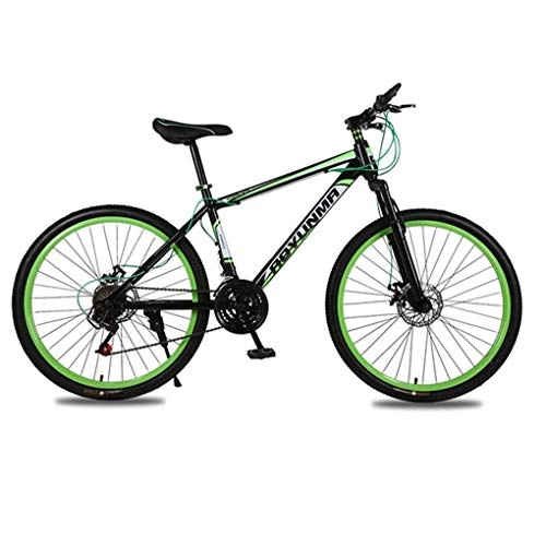 Vélo de montagnes : JLQWE Vélo VTT Mountain Bike, 26" Mountain Bicycles Cadre en Acier Au Carbone, Double Disque De Frein Et La Fourche Avant, 21 Vitesse (Color : Green)