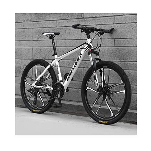 Vélo de montagnes : JXXU VTT 26 pouces 21 vitesses pour adulte - Vélo d'extérieur - Double frein à disque - Selle réglable - Cadre en acier à haute teneur en carbone, D