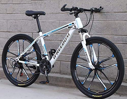 Vélo de montagnes : JXXU VTT 26 pouces 21 vitesses pour adultes étudiants, double frein à disque, siège réglable, cadre en acier à haute teneur en carbone (couleur A)