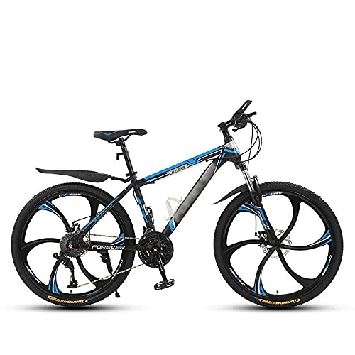 Vélo de montagnes : KELITINAus Vélo de montagne 24 / 26" avec fourche à suspension 21 / 24 / 27 / 30 vitesses VTT avec frein à disque, robuste en acier à haute teneur en carbone, rouge, 26 en 21 vitesses, bleu 24 en 27 vitesses