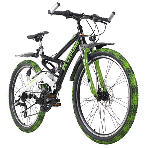 Vélo de montagnes : KS Cycling Mixte - Adulte VTT Fully ATB 26" Crusher Noir / Vert RH 46cm 26