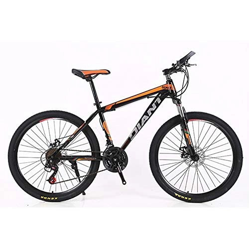 Vélo de montagnes : KXDLR 26 Pouces Adultes VTT, Vélo Double Disque De Frein, Plage Motoneige Vélos, Mise À Niveau Cadre en Acier Haute Teneur en Carbone en Alliage D'aluminium, Orange, 27 Speeds