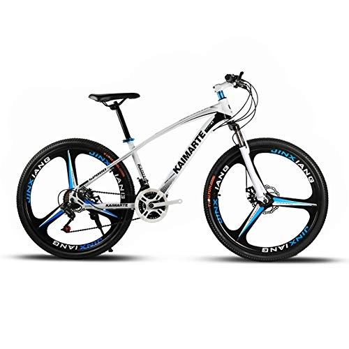 Vélo de montagnes : KXDLR Outroad Mountain Bike 3Spoke 21-27 Speed ​​26 Vélo Pliant Roues Suspension Avant VTT Vélos Double Frein À Disque Vélos pour Adultes Ados, Blanc, 27 Speeds