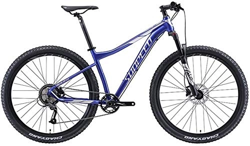 Vélo de montagnes : LEYOUDIAN 9 Vitesse Mountain Bikes, Cadre en Aluminium Suspension De Vélo avec Devant Les Hommes, Unisexe Hardtail VTT, Tout Terrain VTT (Color : Blue, Size : 29Inch)