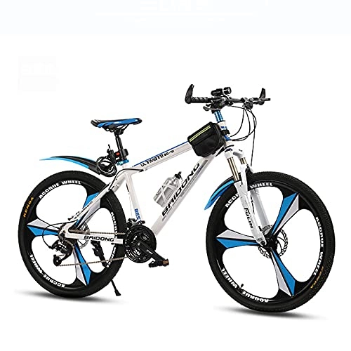 Vélo de montagnes : LHQ-HQ 26 Pouces Vélo De Montagne À Une Roue 27 Vitesses Double Frein À Disque VTT Étudiant Vélo À Vitesse Variable, White Blue