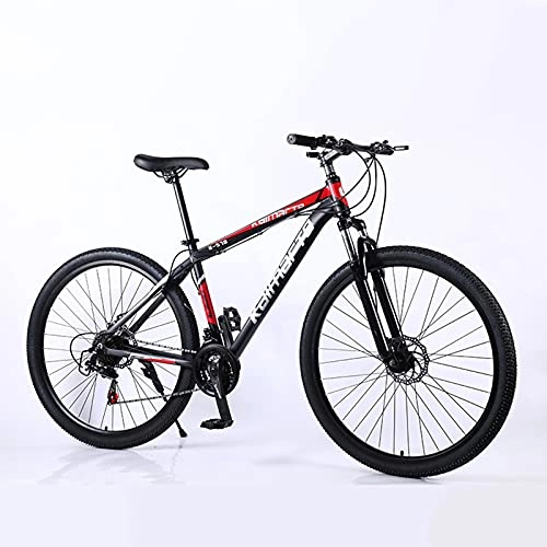Vélo de montagnes : LiuWHweiXunDa VTT de 29" 27 vitesses en alliage d'aluminium avec fourche avant et frein à double disque absorbant les chocs et antidérapant pour adultes (couleur : rouge)