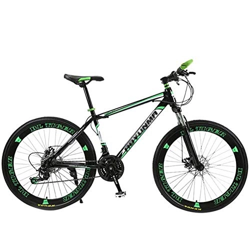 Vélo de montagnes : Llan 26 Pouces Adulte Montagne Double Frein à Disque, Adulte VTT, vélo avec siège réglable, Montagne Acier Haute teneur en Carbone Trail (Color : Green)