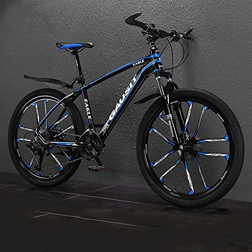 Vélo de montagnes : LZHi1 26 Pouces VTT Cadre en Alliage d'aluminium Vélos de Piste de Montagne pour Adultes Suspension Avant Double Frein à Disque Urbain Banlieue Ville Vélo pour Hommes Femmes(Color:Bleu Noir)